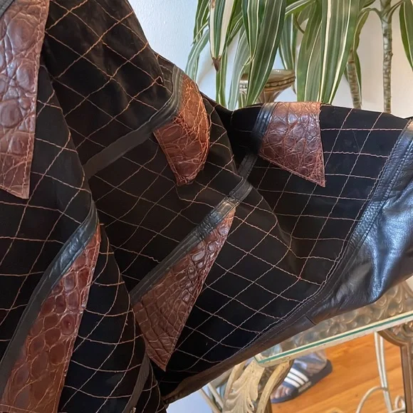 Vintage leather & Suede Coat. - Picture 4 of 5